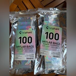 2 - 100 Pack Mylar Holographic Resealable 3.3 x 5.5" Bags for Food Cards Sticker